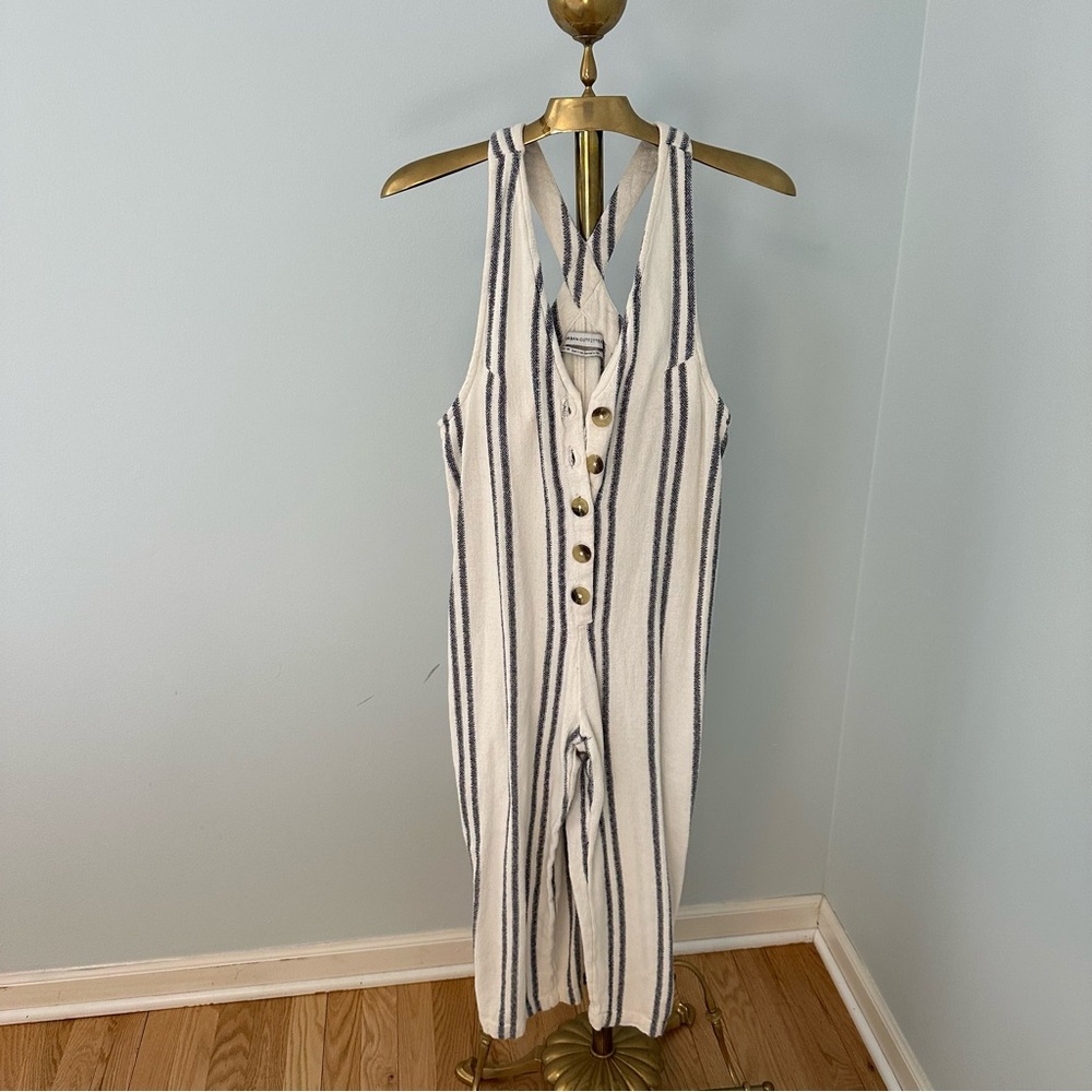 Striped Button-Down Jumpsuit